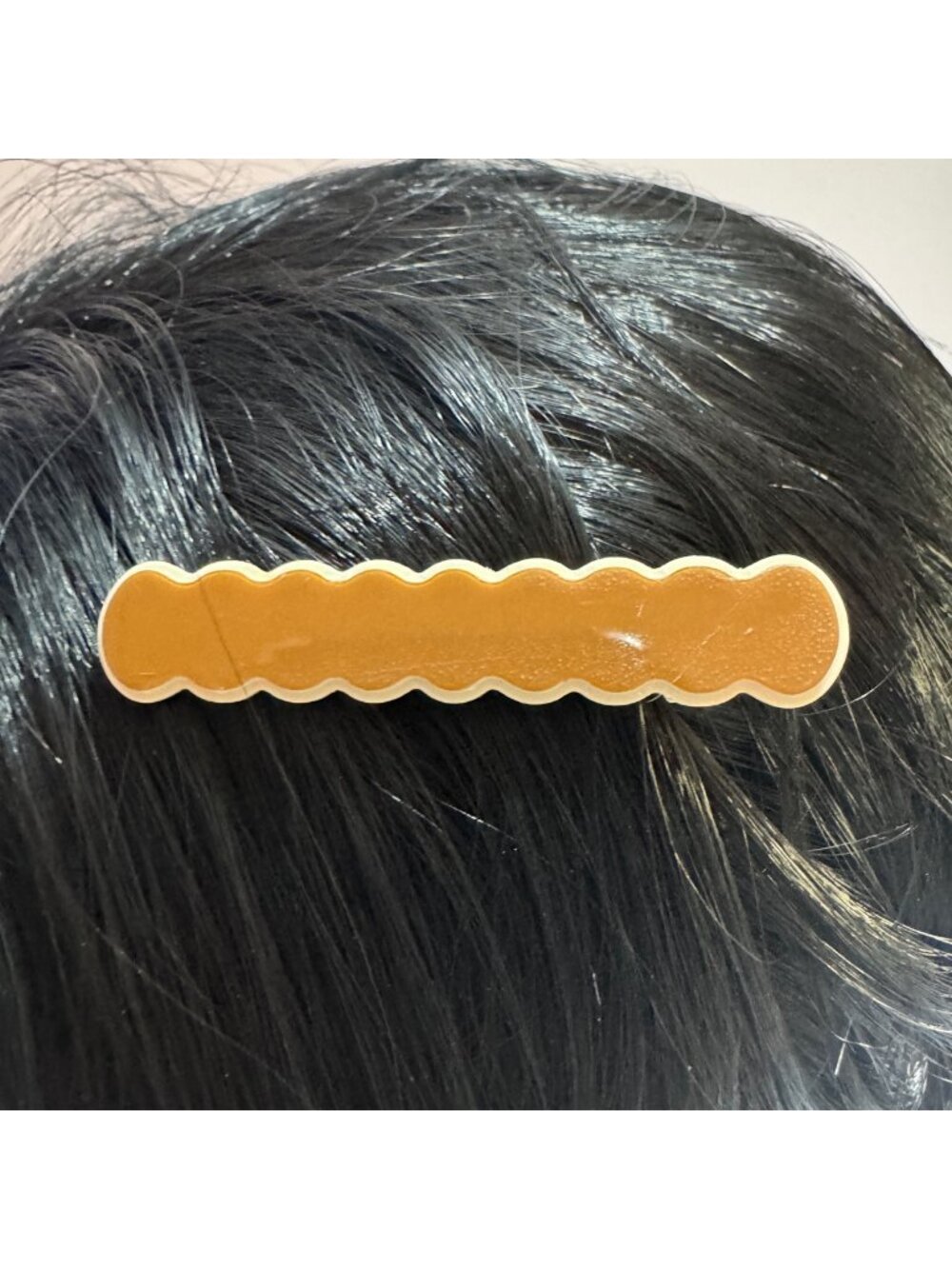 Brown Scalloped Gold Tone Alligator Hair Clip Metal Hair Accessory NEW